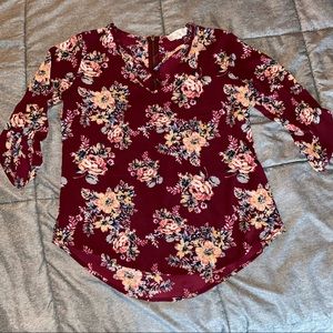 Pink Republic burgundy floral blouse